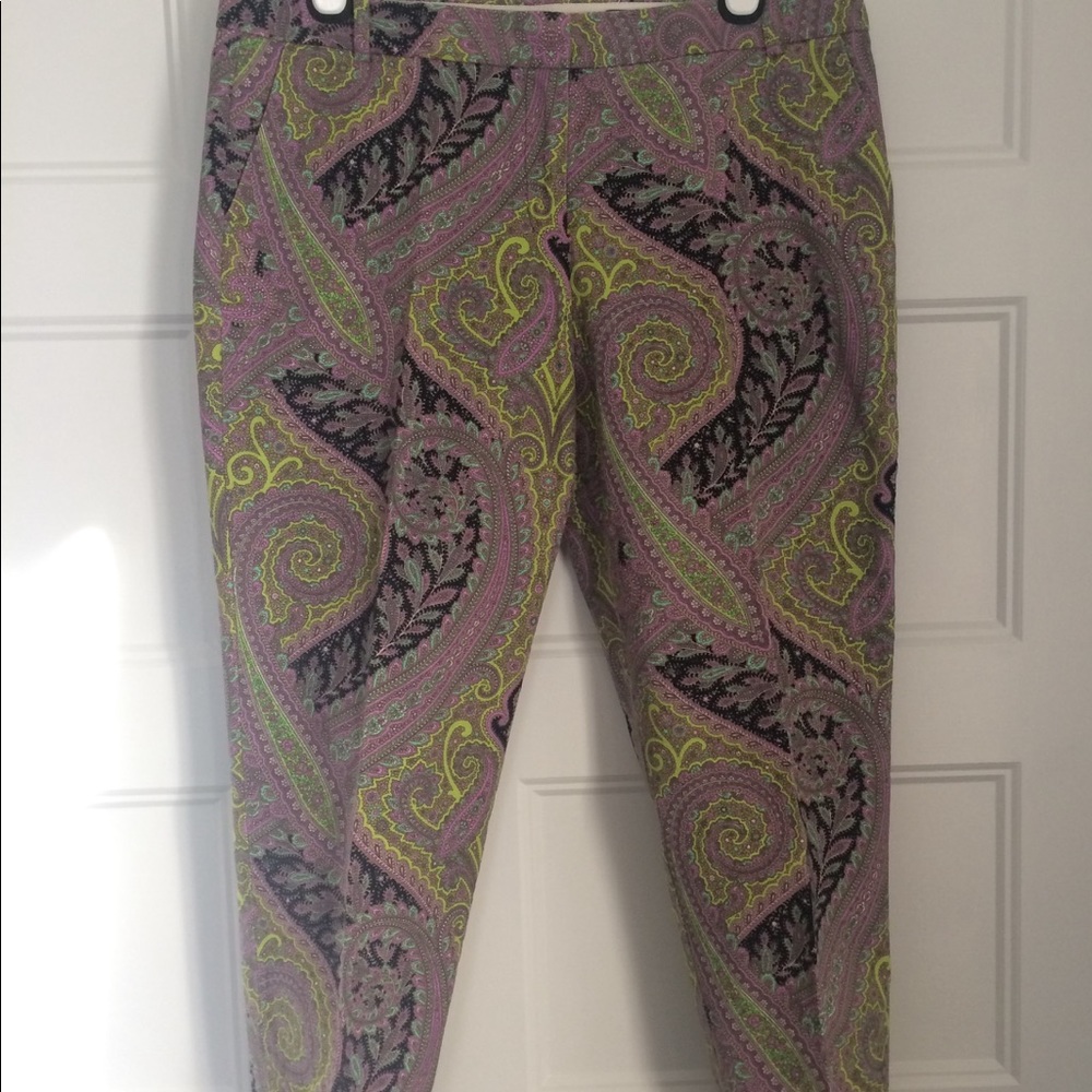 J. Crew Cafe Capri Paisley Crop Pants 12